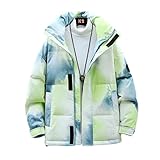 ZSYDS Männer Krawatte Farbstoff Multi Color Gepolsterte Kugeljacke Winter Bubble Jacke Daunenjacke Warme Parka Jacke (Color : Green, Size : XXL)