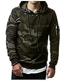 Zytyeu Hoodie Herren Regular Fit Camouflage Pullover Herren Frühling Herbst Outdoor Fitness Workout Sweatshirt Herren Klassisch Mode Lässig All-Match Kapuzenpullover H