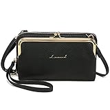 Crossbody börsen für Frauen Mode Handy Schultertasche Kartenhalter börse, (X-black), M