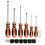 Amazon Brand - Umi 6tlg. Schraubendreher Set, Gepufferte Griff, Magnetischer Schraubenzieher mit 3 Flachschlitz und 3 Kreuzschlitz, inkl. Halterung