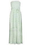 Sublevel Damen Maxi Bandeau-Kleid Schulterfrei mit Muster Light-Green M/L