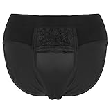 inlzdz Herren Crossdresser Tanga Panty Camel Toe Versteckt Gaff Höschen Shaping Brief Transgender Underwear M-XXL Schwarz 2XL