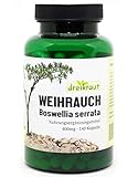 Weihrauch-Kapseln 400mg, Boswellia Serrata, 140 Stück, hochdosiert, ohne Zusätze - 1600mg je Tagesdosis - rückstandsgeprüft, 100% Indischer Weihrauchextrakt, 65% Boswellia-Säuren, Deutsche Herstellung