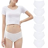 YouShow Unterhosen Damen 6er Pack Baumwolle Slips Unterwäsche Hipster Mittel Taille Panties Weiß XS