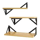 YMYNY Wandregal, Schwimmende Regale Wandmontage, Rustikales Bücherregal 3er-Set, 40/35/30x15x10.5cm, Organizer-Präsentationsständer für Schlafzimmer, Badezimmer, Küche, Wohnzimmer, Flur, HRF-TM009N