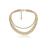 Schmuck Hip-Hop-Punk-Stil geometrische Doppelschicht Halskette weibliche Persönlichkeit einfache Twist-Kette Halskette-Gold 1