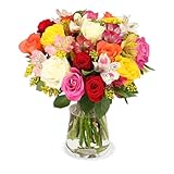 Blumenstrauß Farbtraum, Bunter Blumenstrauß, 7-Tage-Frischegarantie, Qualität vom Floristen, bunte Rosen, Alstroemerien, perfekte Geschenkidee, versandkostenfrei b