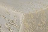 First-Tex Tischdecke Damast Jacquard Brilliant Meliert 130x220 eckig in Creme/Champagner mit gerade Saumk