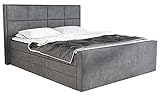 GREKPOL Zeus Amerikanisches Bett, 230x180cm, Polyester, Boxspring, Zwei Bonnell-Matratzen, VISCO-Schaum-Topper, Zwei Bettkästen, komfortabel, eleg