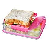 Sistema Brotdose mit Snackfach, transparent-pink