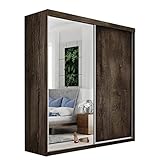 Mirjan24 Kleiderschrank Toplo 200 III, Spiegel, Garderobenschrank, Dielenschrank, 200 x 200 x 62 cm, Schlafzimmerschrank, Schwebetürenschrank (Esche Dunkel, ohne Beleuchtung.)