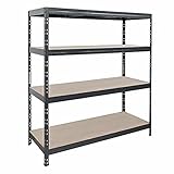 Master Regale RIVET Schwerlastregal mit HDF-Platte 180x120x45cm (HxBxT) 4 Böde, 250 kg pro Boden anthrazitgrau. Steckregal Metallregal Kellerregal Lagerregal Werkstattregal Garagenregal Industriereg