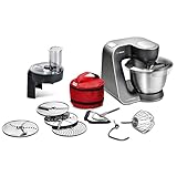 Bosch Küchenmaschine MUM5 HomeProfessional MUM59N26DE, Edelstahl-Schüssel 3,9 L, Profi-Planetenrührwerk, Knethaken, Schnee-, Silikonbesen, Durchlaufschnitzler, 4 Scheiben, 1000 W,