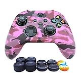 Hikfly Skin für Xbox Series X & S Controller-Schutzhülle aus Silikon für Xbox SX Controller-Griffe, rutschfeste Hülle für Game-Controller, 1 x rosa Skin mit 10 x Daumen-Griffkapp