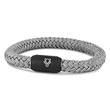 Akitsune Portus Segeltau Armband | Magnetischer Kapselverschluss Armschmuck Damen Anker Herren Maritim - Schwarz-Dunkelgrau 20