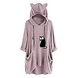 GFGHH Oversized Teddy Hoodie Damen Plüschmantel Mit Taschen, Fleece Plüschjacke Pullover Kapuzenpullover Sweater Outwear Warm Winterjacke Oversize Fleecejacke Kapuzenjacke Jacke Pulli Kuscheljack