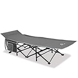 ALPHA CAMP Campingbett faltbar XL leicht mit Seitentasche, Feldbett klappbar Eisen bis 250 kg, mit Transporttasche Ideal für Camping, Reisen, Strand, Garten, 190 * 67cm, G