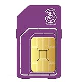 travSIM SIM-Karte (Three UK SIM Card) 30 Tage gültig (6 GB für Mobile Daten + 150 GBP Minuten)