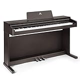 MUSTAR E-Piano 88 Tasten, Digital Piano, E-Klavier mit 3 Pedale Adapter,2 Anschlüsse für Kopfhörer,USB/MIDI,inkl.Klaviertuch Klassisch (Braun)