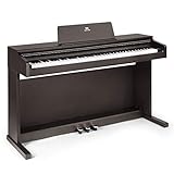 MUSTAR E-Piano 88 Tasten, Digital Piano, E-Klavier mit 3 Pedale Adapter,2 Anschlüsse für Kopfhörer,USB/MIDI,inkl.Klaviertuch Klassisch (Braun)