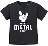 MoonWorks® Baby T-Shirt Kurzarm Babyshirt My First Metal Shirt Hardrock Heavy Metal Jungen Mädchen Shirt schwarz 68/74 (4-9 Monate)
