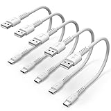 0,3m USB-C-Ladekabel, 5 Pack USB-A auf USB-Typ-C-Kabel, 3 A 30 cm Schnellladekabel kompatibel mit Huawei Samsung Galaxy Note S10 S20 A51 Ultra Oneplus Google Pix