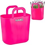 alles-meine.de GmbH Flexi & flexibel _ Modell + Farbwahl _ XL großer - biegbarer - Einkaufskorb / Pflanztasche mit Henkel - rosa / pink - neon Farben - inkl. Name - Eink