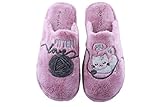 Garzon - Hausschuhe für Damen, spezielle Parkett-Sohle, lustige Katze mit Knäuel., grau, 36 EU