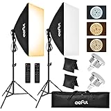 Fotografie LED Softbox Beleuchtungs Set - 2er Pack Soft Box Fotostudio Set 85W dimmbarer 3000-6000K LED Lichtkopf 50x70CM Studioleuchten Kit mit 2M Lichtstativ Fernbedienung für S