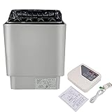 TABODD 6KW Saunaofen Saunaset, 380V SPA Saunaofen Edelstahl Trockendampfbad Saunaofen Herd mit LCD Externen Steuerung Temperatur 32-210? für 6-8m³ Raum Zuhause Saunaraum Bad Dusche Sp