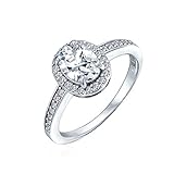 Vintage-Stil 2Ct Ovale Solitär Halo AAA Cz 925 Sterling Silber Versprechen Verlobungsring Für Frauen Dünne Pflaster B