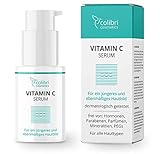 Vitamin C Serum hochdosiert mit echten 15% Vitamin C - veganes Anti-Aging Gesichtsserum mit Hyaluronsäure für Gesicht & Haut - von colibri cosmetics - Naturkosmetik Made in Germany