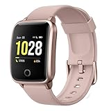 SmartWatch Fitness Tracker,Fitness Armband mit herzfrequenz,Smart Watch IP68Wasserdicht Fitness Uhr,Voller Touchscreen mit Musiksteuerfunktion Schlafmonitor für IOS Android Damen H