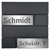 AlbersDesign - Personalisierter Design Briefkasten individuell mit Name/Anthrazit (RAL7016) - mit individuellen Edelstahl-S