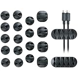 Desire2 Kabelclips Kabelhalter, 20 Stück Kabelhalter mit Klebstoff Gesicherte Unterlage, Vielzwecke Kabelführung Kabel Organizer Set für Schreibtisch, Netzkabel, USB Ladekabel, Ladegeräte, Schw