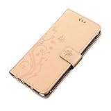 Flip Case Kompatibel mit Samsung Galaxy S8 S9. Plus S10E S20 FE S21 Ultra S5 S6 S7. Edge Leder Halter Kartensteckplätze Brieftasche Tasche Abdeckung (Color : Gold, Material : for S8)