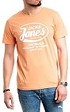 Herren T-Shirt Jack and Jones Rundhals Print Tee Regular Fit Crew Neck Top (862 Shell Coral, XL)