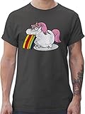 Einhorn Geschenk Unicorn - Kotzendes Einhorn Vintage - M - Dunkelgrau - Einhorn t Shirt Herren hellblau - L190 - Tshirt Herren und Männer T-S