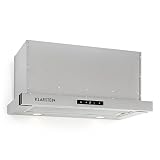 Klarstein Vinea Dunstabzugshaube ausziehbar mit 610m³/h max. Abluftleistung, Flachschirmhaube Einbau, Unterbau, Dunstabzugshaube 60cm breit, Abluft/Umluft, Beleuchtung, Aluminium-Fettfilter, silb