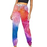 yiouyisheng Jogginghose Damen Sweatpants Sporthose lang Freizeithose High Waist Laufhosen mit Kordelzug und Taschen, Damen Sommer Frühling Herbst Trainingshose Loung