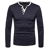T-Shirt Herren Modern Urban Einzigartig Zwei-In-Eins Halsband Design Herren Base Shirt Herbst Winter Basic Slim Fit Stretch Herren Freizeithemden Täglich All-Match Herren Lang