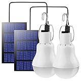 Beinhome LED Solar Glühbirne Solarlampen für Außen,Solar Laterne Camping Lampe Solar Hängelampe mit Solarpanel,3W Licht Birne,Solarbeleuchtung für Außen Innen Camp Zelt Wandern Angeln Gartenhaus 2p