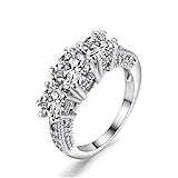 Frauen-verlobungsring-dame-finger-ring 10k Weißes Gold Füllte Ring Schmuck Ehering Drei-stein-ring 8 Z