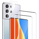 HuwaiH Panzerglas für Samsung Galaxy S21 Ultra 5G [2 Stück] + Kamera Panzerglasfolie [2 Stück],3D-Vollabdeckung, Ultraklarer Bildschirm, Schutz vor Schmutz, Display