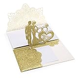 Moocuca Pop-Up Hochzeitskarte Hochzeitseinladungen Besondere 3D-Karte zur Hochzeit Hochzeitskarten Glückwunsch mit hochwertigem Umschlag Hochzeitsglückwünsche Hochzeitstag Verlobung Beichte (Golden)