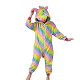 Msrlassn Weiche Mädchen Einhorn Bademantel Nachtwäsche Komfortable Onesie Tier Schlafanzug Pyjamas für Kinder (Grüner Regenbogen, 4-5 Jahre)