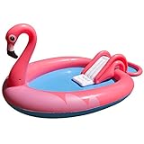 JILONG 57133 Schwimmbecken für Kinder, Flamingo-Form, mit Rutsche, 240 x 150 x 95 cm, sicher und komfortab