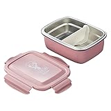 LdawyDE Bento box, Brotzeitbox, Brotdose, Edelstahl-Innentank, versiegelt, auslaufsicher, leicht zu reinigen, großes Fassungsvermögen, für Studenten, Büroangestellte, Erwachsene (Rosa, 1 Stück)