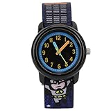 Kinderuhr mit rundem Zifferblatt, praktische, Exquisite Kinderquarzuhr für die Zeit, die Zeit beim Lesen lehrt(Superman)