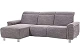 Cavadore Ecksofa Tawo mit elektrischer Wall-Free-Funktion / moderne Eckcouch mit verstellbaren Kopfstützen, Strukturstoff grau, 253 x 91 x 168